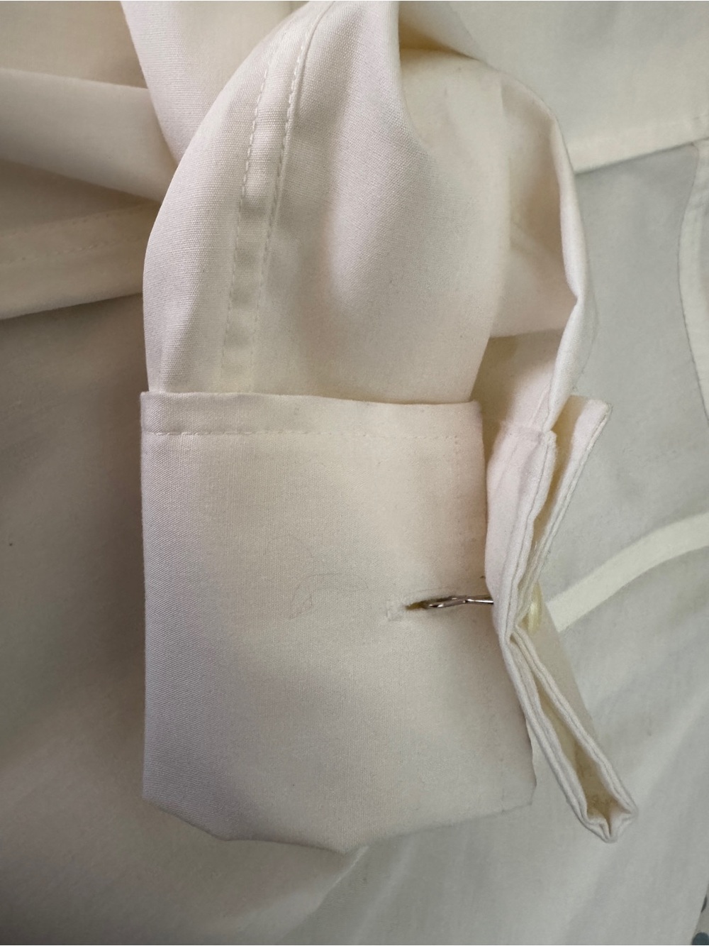 Charter Club Iron-Free 100% Cotton Button Down Shirt Off-White French Cuffs Sz 8 - Picture 7 of 7